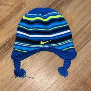 Nike Blue and Green Striped Knit Hat